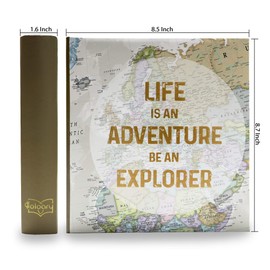 Holoary Photo Album 4x6 160 Photos Two Pictures Per Page, Memo Writing Area for Each Pocket, 160 Pockets 4”x6”, Printed Book Cover Travel Design World Map Adventure Vacation