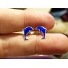Dolphin Earrings 925 Sterling Silver Blue