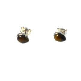 Tiger's Eye & 925 Sterling Silver Pear Shaped Stud Earrings – (TES2212161)
