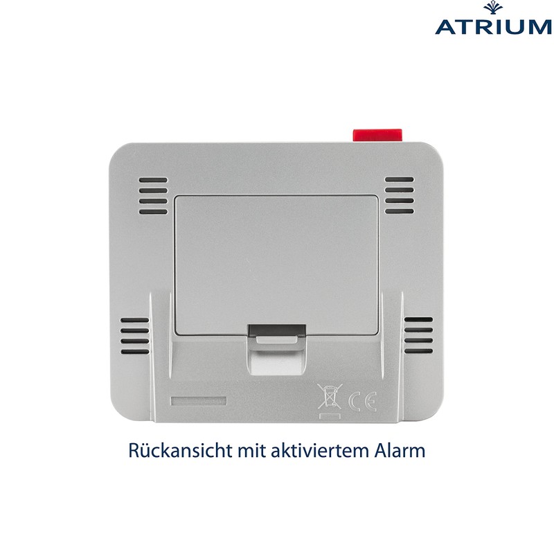 Atrium Funk-Wecker digital Silber sensorgesteuertes Nachtlicht, Obenabsteller, Datum und Temperaturanzeige