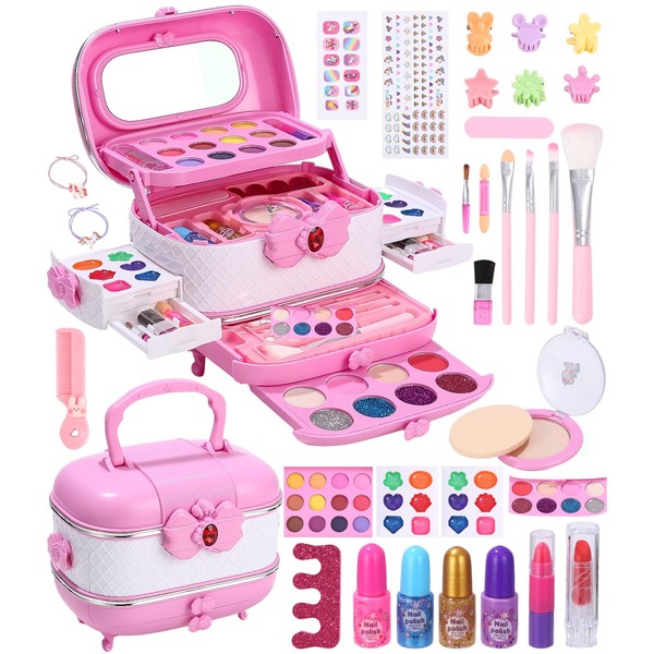 Kids Makeup Sets for Girls 62Pcs Teenage Make Up Starter Kit Christmas Birthday Gifts for 4 5 6 7 8 9 10 Year Old Girls