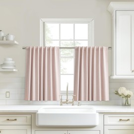 UHITECH Pink Blackout Curtains 35 Inch Long Short Living Room Black Out Curtain Bedroom 2 Panels Set Cafe Drapes Back Tab Small Window Thermal Insulated