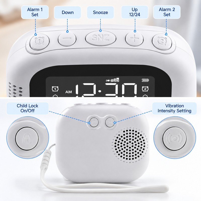 Vibrating Alarm Clock for Wake-Up Routines – Bed Shaker with