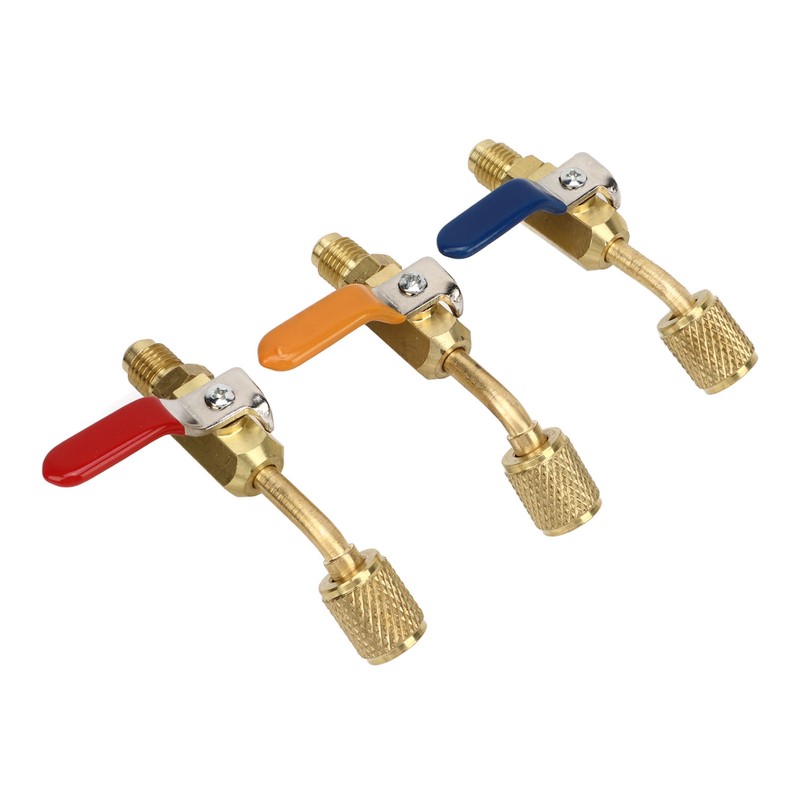 6PCS Refrigerant Angled Compact Ball Valve Fit for R410A R134A