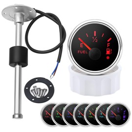 Fuel Level Indicator with 250 mm Fuel Level Sensor, 0-190 Ohms 7 Backlight Universal Car Fuel Level Indicator Tank Meter with Water Level Sensor Fuel Sensor for Boat, Motorhome
