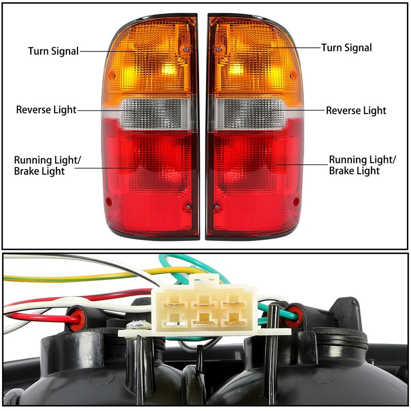 HECASA Tail Light Compatible with 1995-2000 Toyota Tacoma Pair Signal