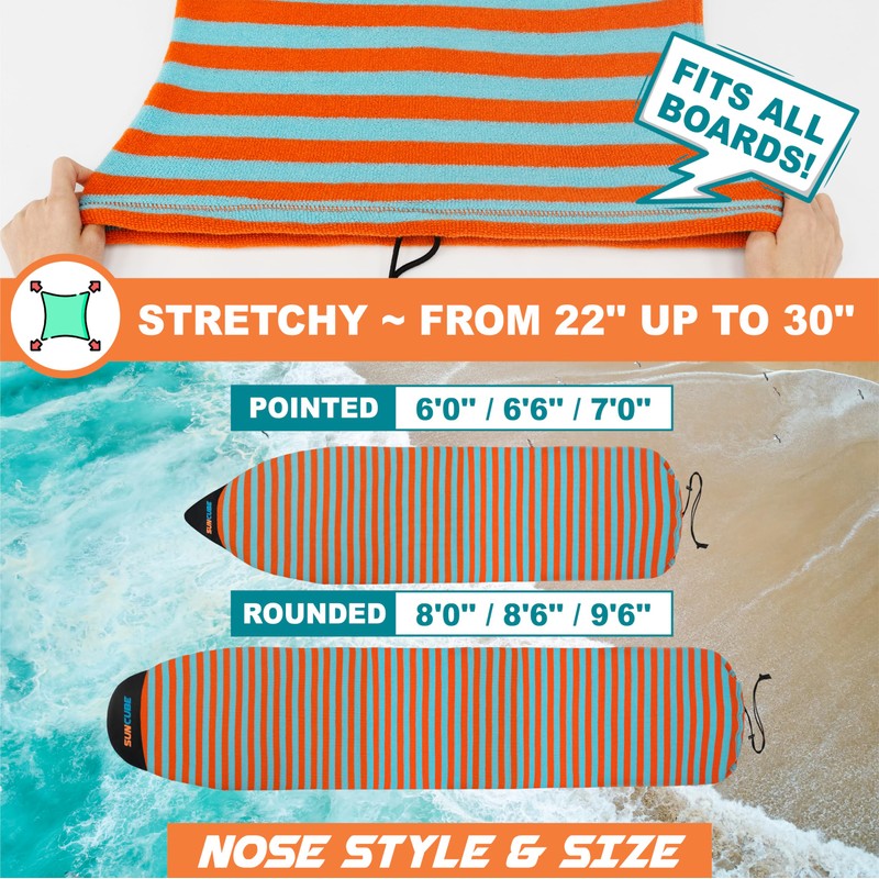 SUN CUBE Surfboard Sock Cover, Protective Surf Bag for Surfing