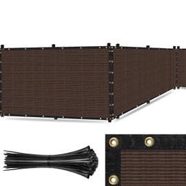 SEALTECH Ultra Heavy Duty 200 GSM Privacy Fence Screen – Non-Recycled Polyethylene Mesh Shade Net with Bindings & Rustproof Grommets - 90% + Blockage Includes Cable Zip Ties. (Brown 5'X50')