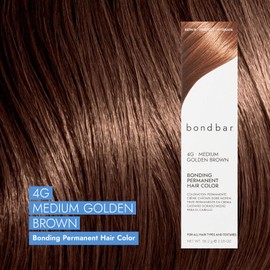 Bondbar 4G Medium Golden Brown Bonding Permanent Creme Hair Color, Repairing hair dye for all hair types, Vegan, Built in Bonding, 2.05 Oz