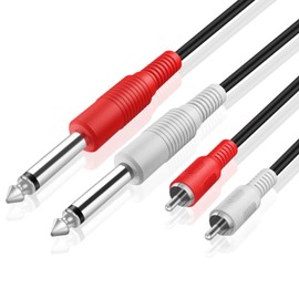 TNP Premium Dual 1/4 Inch to Dual RCA Audio Cable (10FT) - Male 6.35mm 1/4" Phono Mono to RCA Connector Wire Cord Plug Jack