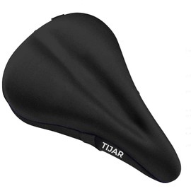 TIJAR® Bike Seat Saddle Gel Cover, Wide Gel Soft Pad, One Size Suitable for All Bikes, Spin Classes (Black)