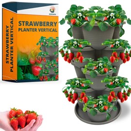 SunVara Strawberry Planter Vertical Gardening Stackable Planter Strawberry Tower 5 Tier Herb Outdoor Indoor