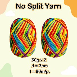 Chunky Yarn for Crochet,Cotton Yarn Thick Wool for Crochet 2x50g Crochet Yarn for Beginners Amigurumi Yarn,Easy Crochet Starter Kit Mult - Coloured Yarn