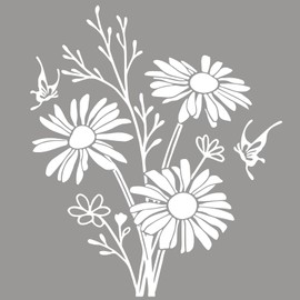 1PC Spring Butterfly&Wildflower Decals,Simple Floral Boho Floral Car Decal,Daisy Birth Month Flower Stickers for Plant Lovers/Gifts for Mom,Mother's Day Gift |8" Wide Vinyl Decal (White)