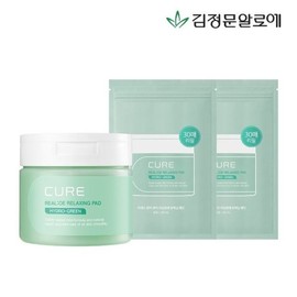 김정문알로에 큐어 릴렉스 토너패드1통+리필 2개 (총120매) Kim Jeong Moon Aloe Cure Relax Toner Pad 1 Container + 2 Refills (Total 120 Sheets)