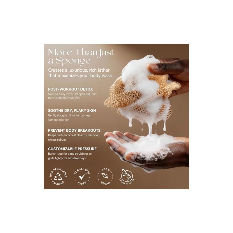 African Net Sponge 2 Pack - Exfoliating Body Scrubber &