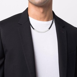 GAVU Yin Yang Black Onyx Pearl Necklace for Men, Stone, Onyx