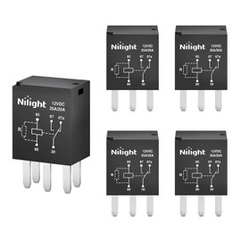 Nilight SPST Multi Purpose Relay 12V 5 Prong Fuel Pump Relay 5Pack 35A/20A Ultra Micro ISO Automotive Replacement Accessory Power Relays for Automotive Cars Truck tractor Marine Boat, 2 Years Warranty