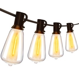 Ollny Outdoor String Lights 30FT, Shatterproof Connectable Patio Lights with 15+1 Spare ST38 Vintage Bulbs, 2200K Warm White Waterproof Outside Hanging Light for Camping Yard Gazebo Porch Balcony