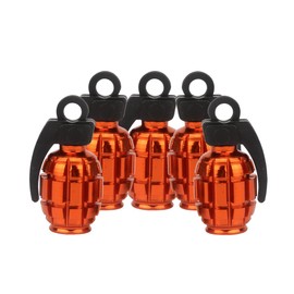 SENZEAL 5x Grenade Bomb Tyre Valve Caps Aluminum Alloy Car Motorbike Dust Stem Caps Orange