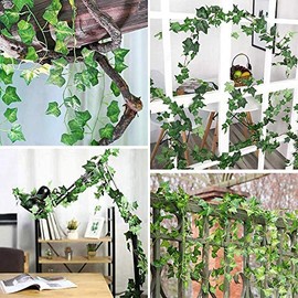 Rabbitstorm Plantas Artificiales, Vides Artificiales, Falso Hiedra Falsa Hojas Colgando Vegetación Guirnalda Planta de Vid para el Banquete de Boda...