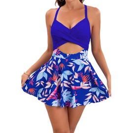 COLIZERE Traje de Baño de Dos Piezas para Mujer Bañador con Control de Abdomen con Cintura Recortada para Playa Piscina