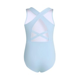 Phineein - Maillot de gimnasia para niñas, espalda cruzada, sin mangas, para bailar de ballet, Turquesa pálida, Adulto Small
