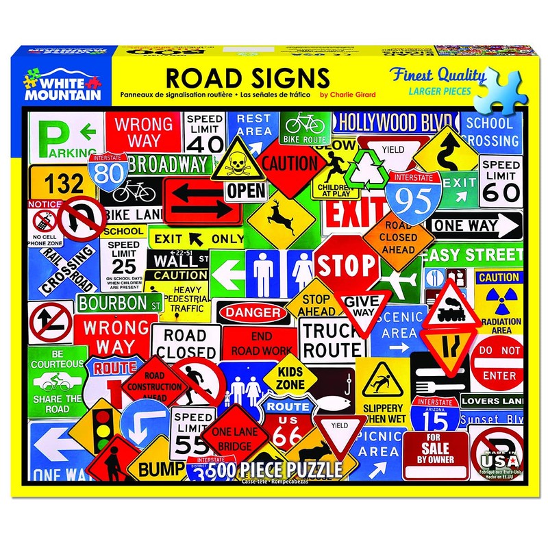 White Mountain Puzzles Road Signs - 500 Piece Jigsaw Puzzle