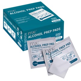 mx Health Pre-Injection Alcohol Wipes - 200 wipes | Medical Grade 70% Alcohol | Individually Wrapped | Optimal Soaking of each pad