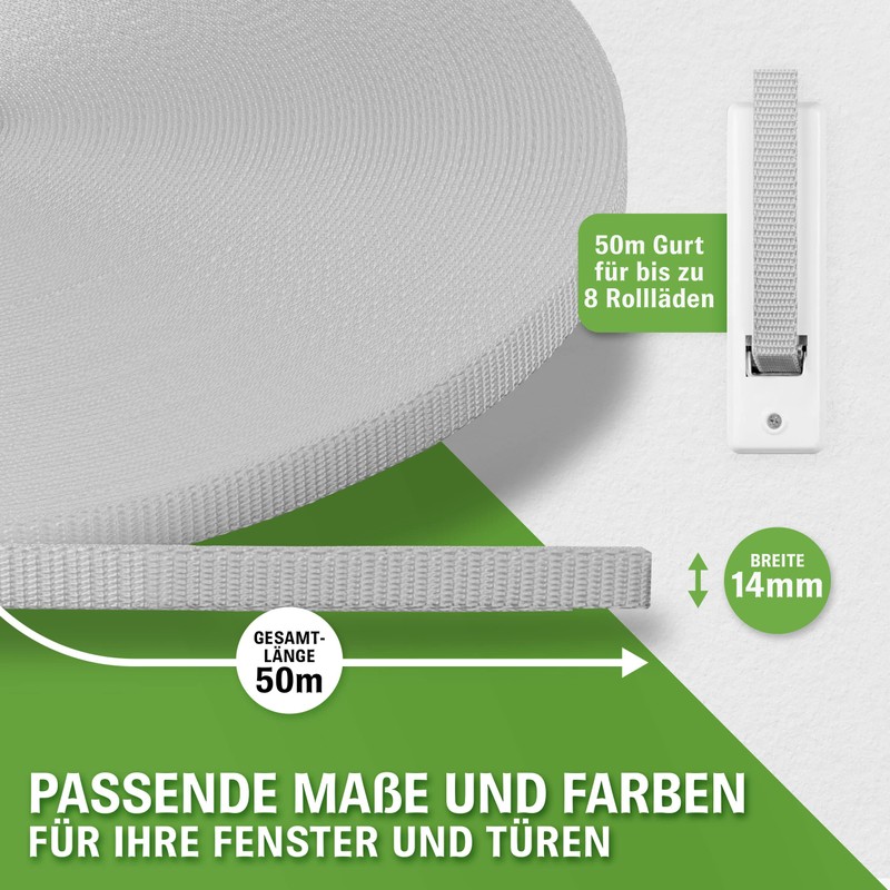 Grüntal® 50 m Roller Shutter Strap 14 mm 23 mm