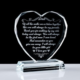 Father of The Bride Gifts from Daughter on Wedding Day Gift for Dad of The Bride, Glass Heart-shaped Keepsake Home Ornaments