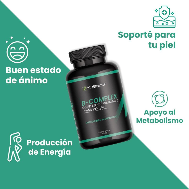 Nuboost Complejo B Completo - 510 mg por Cápsula, 90
