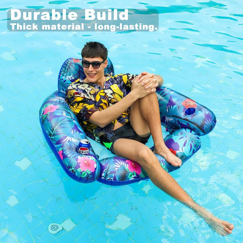 FindUWill 2 Pack Large Pool Chair Floats, Inflatable Pool Floats