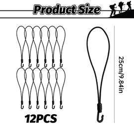 Pack of 12 elastic straps with hooks, rubber tensioner, tarpaulin clips, hooks, multifunctional hooks, elastic band, expander, multifunctional, carabiner, guy ropes, tarpaulin hooks, for tarpaulins,
