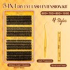 QUEWEL Cluster-Lashes-Kit, 320PCS Lash Extension Kit Mixed Length 10-16mm Thick