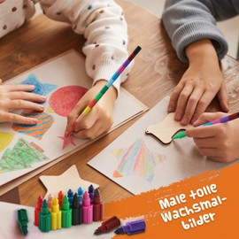 Magicat Stackable Wax Crayons | Note 1.3 for the Test Angel | 60 Pieces in 12 Festive Colours | Ideal for Advent Calendar 2024, Santa Stocking & Children's Birthday | Creative Party Bag