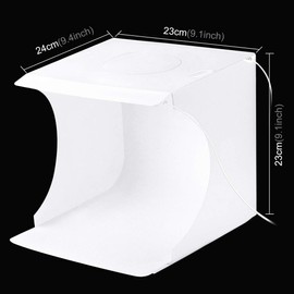 Mini Studio Light Box PULUZ 7.87in/20cm Foldable Photography Lighting Shooting Tent Kit with 40 LED Beads,6 Colors Backdrops for Small Size Items