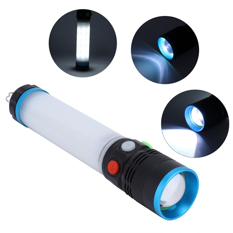 Emergency Light Multifunction Flashlight 8 Lighting Modes Alarm Sound Hook