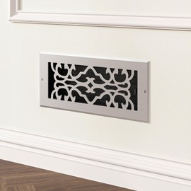 Naiture Stainless Steel Wall Register, Heavy Duty Rust-Resistant Air Vent Cover, Metal Damper or Lever, Traditional Style Grate Wall Vent, Duct Size 4" X 10", Brushed Nickel Finish
