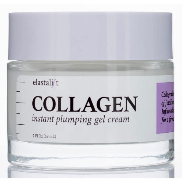 Elastalift Vegan Collagen Plumping Face Cream. Gel Moisturizer Reduces Wrinkles and Fine Lines. Anti-Aging Facial Cream with Marula Oil Smooths Skin and Lifts Skin. 2 Fl Oz