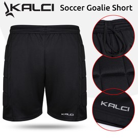 Kalci Youth Padded Goalie Shorts, Sweat Wicking Soccer Shorts for Boys, Kids & Men, Regular Dri-Fit Football Goalkeeper Shorts(Black-YS)