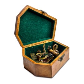 Sailor's Art Antique Brass Nautical Sextant with Wooden Box,Kelvin & Hughes 1917 London Brass Sextant for Mariners Surveyors,Navigation Instruments Sextant,Vintage Style Wedding,Graduation Gifts