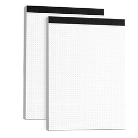 AILZFEI Dot Grid Desk Notepad 2 Pack 8.5 x 11 Dot Paper Pad, 30 Sheets per Pad, White, 5x5 (5 Dots per inch), Easy-Tear Perforations, 8.5"x11" Dot Grid Paper Note Pad