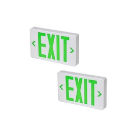 GZRUIYANG Green Exit Sign, LED Emergency Exit Light with Battery Backup, UL Listed, AC 120/277V, Exit Signs with Emergency Lights, Commercial Emergency Lights for Business - 2 Pack