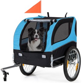 Dog Bicycle Trailer - HAPPAWS Pet Bike Trailer, Dog Carrier for Bike, Cargo Cycle Trailers Wagon Cart w/ 3 Doors, Shock-Absorbent Wheels, Safety Flag, Easy to Connect&Disconnect, Collapsible to Store