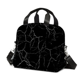 WLRUEZN marble Lunchbox for Boys, Marble Insulated Lunch Bag for Girls,Marble Lunchbag for School,Black Gold Blackmarble Lunch Bags for Kids Student Men Women Adult Travel Work Fishing Beach