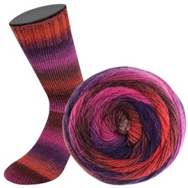 LANA GROSSA Meilenweit Colour Mix | Merino Wick Yarn with Colour Gradient for Socks, Washable | Hand Knitting Yarn Made of 75% Virgin Wool and 25% Polyamide | 100 g Wool for Knitting & Crocheting |