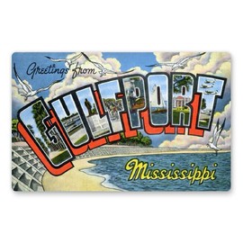 Squiddy Greetings from Gulfport Mississippi - Vinyl Sticker Decal for Phone, Laptop, Water Bottle (4" Wide)