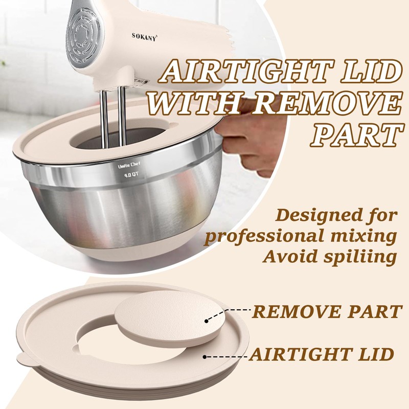 Umite Chef Mixing Bowls with Airtight Lids Set, 8PCS Stainless