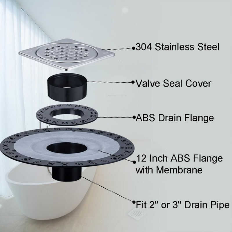 UNI-DRAIN Shower Floor Drain Kit with Vertical ABS 2 Inch